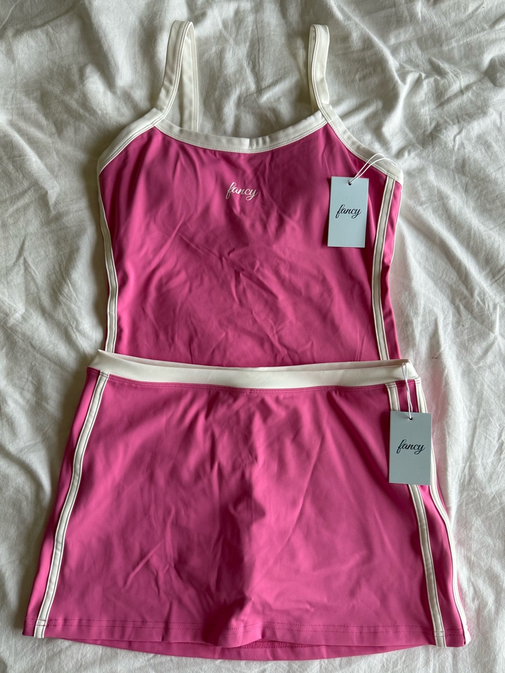 Fancy Women's Pink Spritz Set with White Contrast Trim